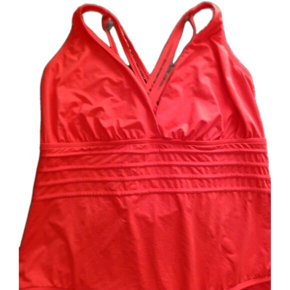 LA BLANCA Island Goddess One Piece Swimsuit 22W Orange Multi-Strap Cross-Back - Picture 5 of 5